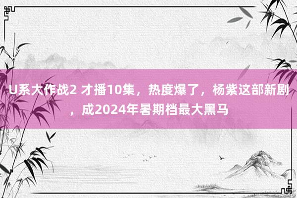 U系大作战2 才播10集，热度爆了，杨紫这部新剧，成2024年暑期档最大黑马