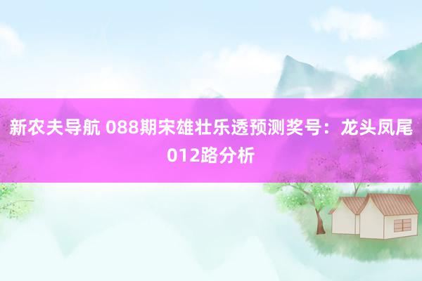 新农夫导航 088期宋雄壮乐透预测奖号：龙头凤尾012路分析