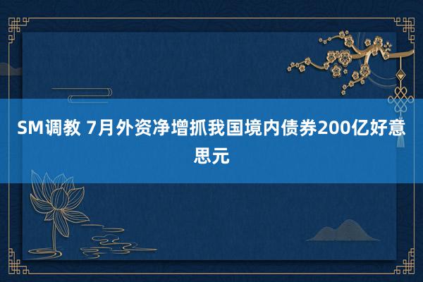 SM调教 7月外资净增抓我国境内债券200亿好意思元